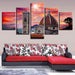 Castle Sunset 5 Piece HD Multi Panel Canvas Wall Art Frame - Original Frame