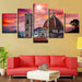 Castle Sunset 5 Piece HD Multi Panel Canvas Wall Art Frame - Original Frame