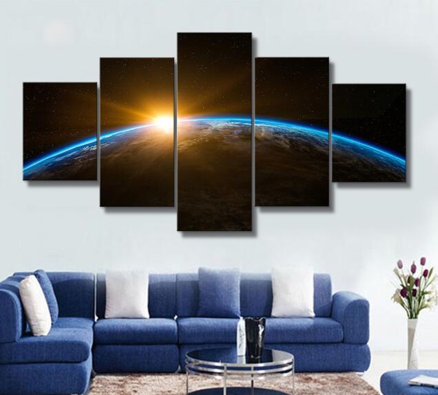 Light from the Horizon 5 Piece HD Multi Panel Canvas Wall Art Frame