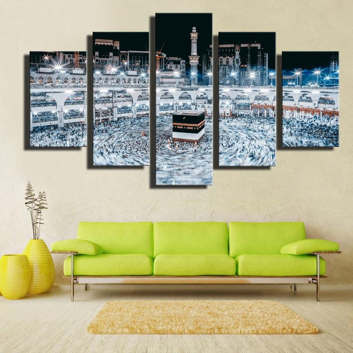 Holy Makkah 5 Piece HD Multi Panel Canvas Wall Art Frame - Original Frame