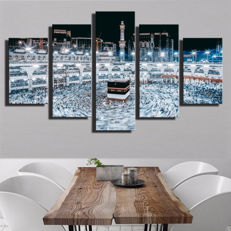 Holy Makkah 5 Piece HD Multi Panel Canvas Wall Art Frame - Original Frame