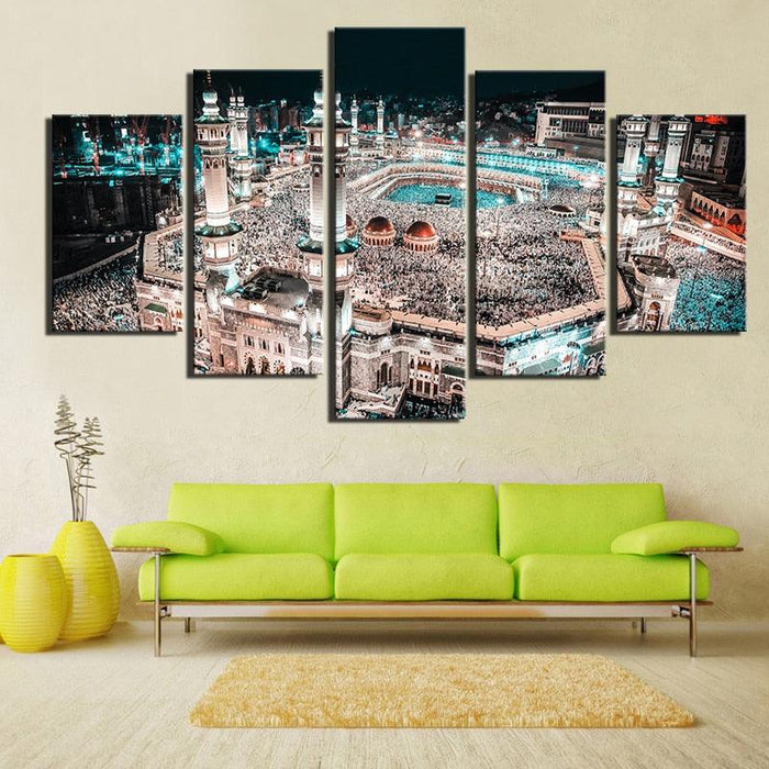 Mosque 5 Piece HD Multi Panel Canvas Wall Artwork Frame - Original Frame