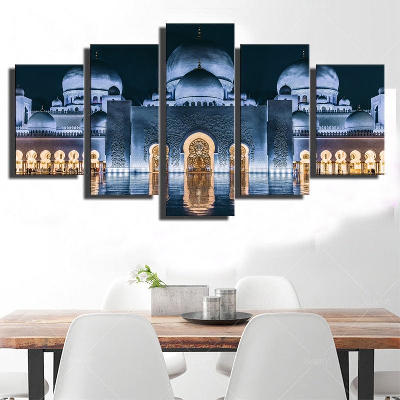 Mosque 5 Piece HD Multi Panel Canvas Wall Art Frame - Original Frame
