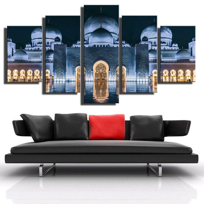 Mosque 5 Piece HD Multi Panel Canvas Wall Art Frame - Original Frame