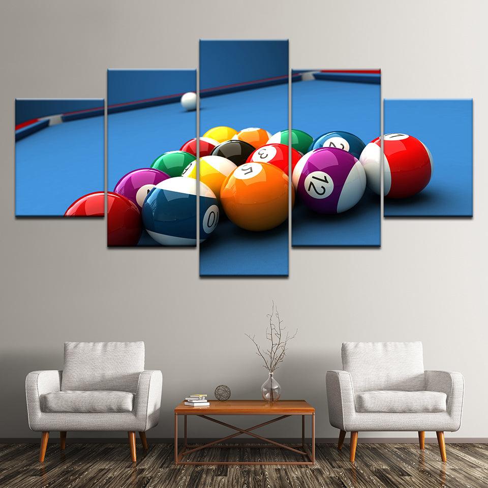 Billiard balls 5 Piece HD Multi Panel Canvas Wall Art Frame - Original Frame