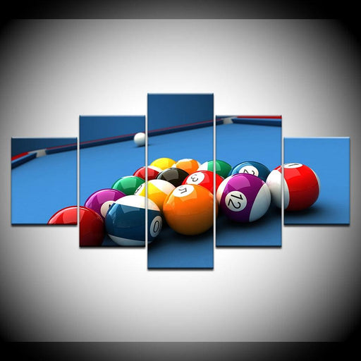 Billiard balls 5 Piece HD Multi Panel Canvas Wall Art Frame - Original Frame