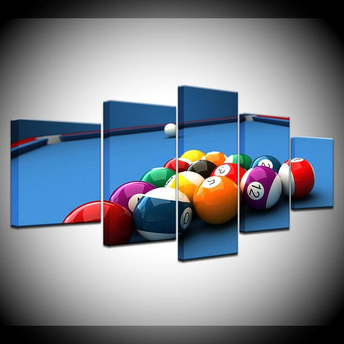 Billiard balls 5 Piece HD Multi Panel Canvas Wall Art Frame - Original Frame