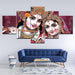 India God Radha Krishna 5 Piece HD Multi Panel Canvas Wall Art Frame - Original Frame