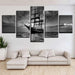 Black & White Sailing Boat 5 Piece HD Multi Panel Canvas Wall Art Frame - Original Frame