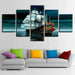 Boat Sea Stars 5 Piece HD Multi Panel Canvas Wall Art Frame - Original Frame