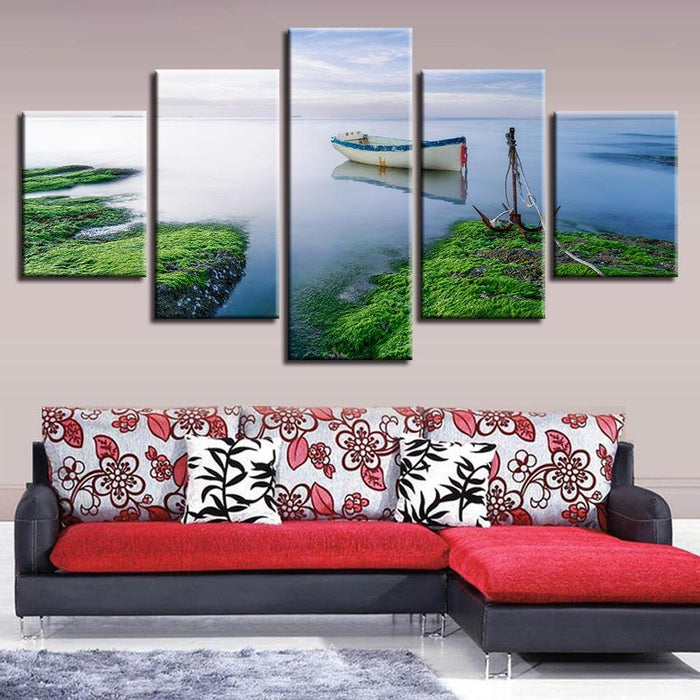 The Sea Green Scenery 5 Piece HD Multi Panel Canvas Wall Art Frame - Original Frame