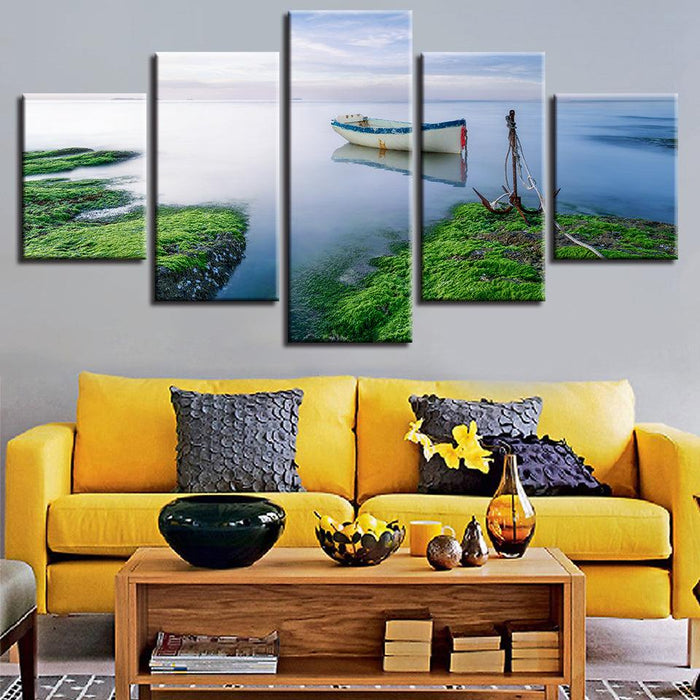 The Sea Green Scenery 5 Piece HD Multi Panel Canvas Wall Art Frame