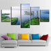 The Sea Green Scenery 5 Piece HD Multi Panel Canvas Wall Art Frame - Original Frame