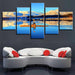 Blue Lake Canoe 5 Piece HD Multi Panel Canvas Wall Art Frame - Original Frame