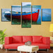 Ship River Mountain Scenery 5 Piece HD Multi Panel Canvas Wall Art Frame - Original Frame