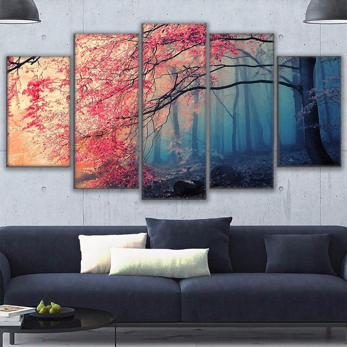 Cherry Blossoms 5 Piece HD Multi Panel Canvas Wall Art Frame - Original Frame