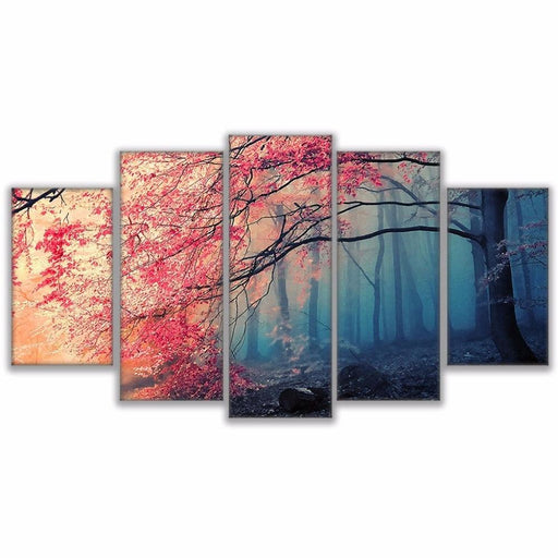 Cherry Blossoms 5 Piece HD Multi Panel Canvas Wall Art Frame - Original Frame