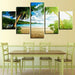 Sunny Seascape 5 Piece HD Multi Panel Canvas Wall Art Frame - Original Frame