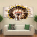 Indian Headdress 5 Piece HD Multi Panel Canvas Wall Art Frame - Original Frame