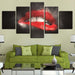 Bite Lips 5 Piece HD Multi Panel Canvas Wall Art Frame - Original Frame