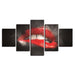 Bite Lips 5 Piece HD Multi Panel Canvas Wall Art Frame - Original Frame