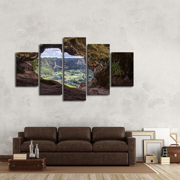 View From A Cave 5 Piece HD Multi Panel Canvas Wall Art Frame - Original Frame