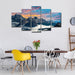 Fog Mountains Scenery 5 Piece HD Multi Panel Canvas Wall Art Frame - Original Frame