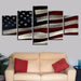 American Flag Vintage 5 Piece HD Multi Panel Canvas Wall Art Frame - Original Frame