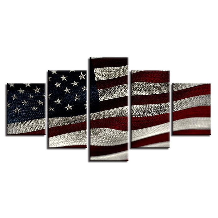 American Flag Vintage 5 Piece HD Multi Panel Canvas Wall Art Frame - Original Frame