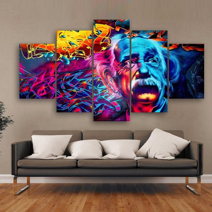 Albert Einstein Scenery 5 Piece HD Multi Panel Canvas Wall Art Frame - Original Frame