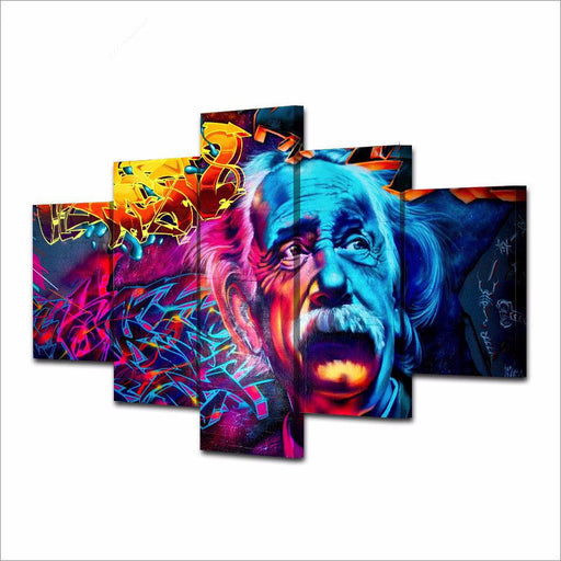 Albert Einstein Scenery 5 Piece HD Multi Panel Canvas Wall Art Frame - Original Frame