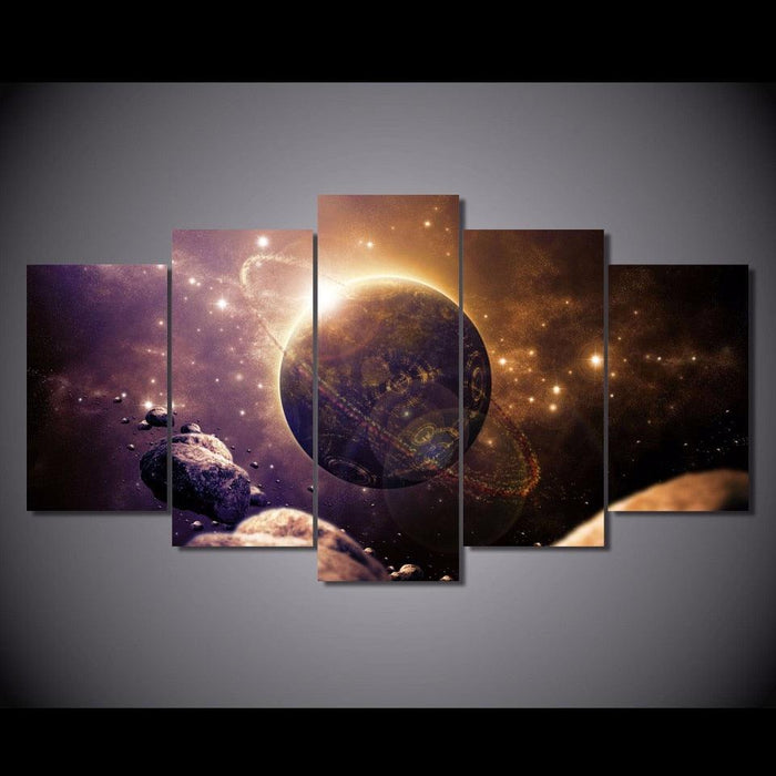 Space Galaxy 5 Piece HD Multi Panel Canvas Wall Art Frame - Original Frame