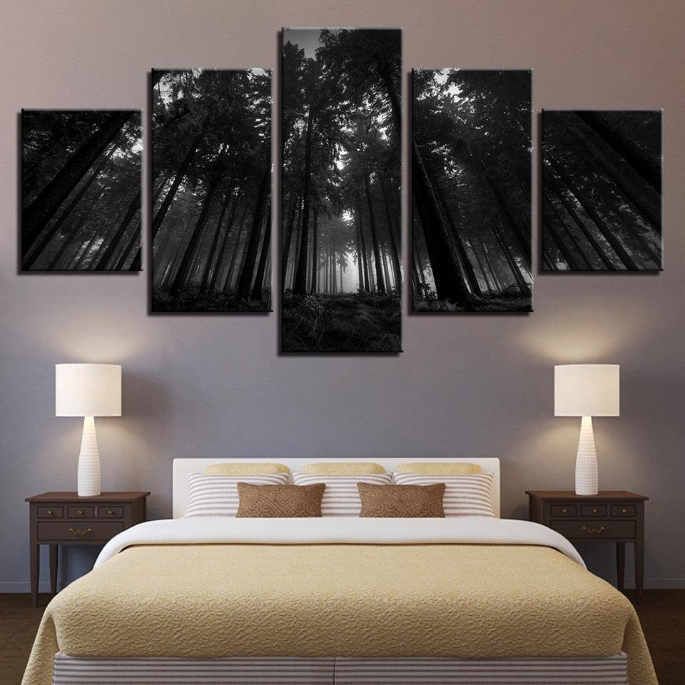 Black Forest Trees 5 Piece HD Multi Panel Canvas Wall Art Frame - Original Frame