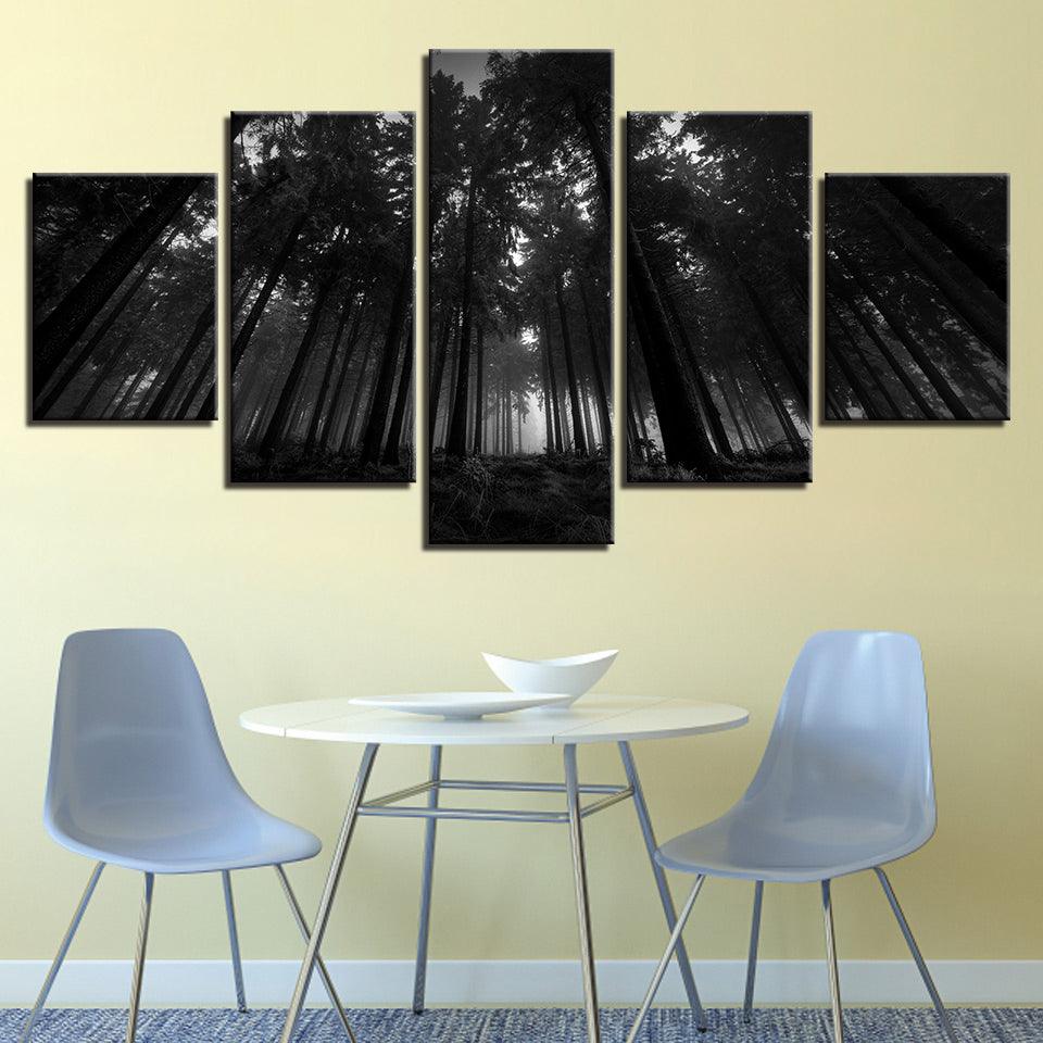 Black Forest Trees 5 Piece HD Multi Panel Canvas Wall Art Frame - Original Frame