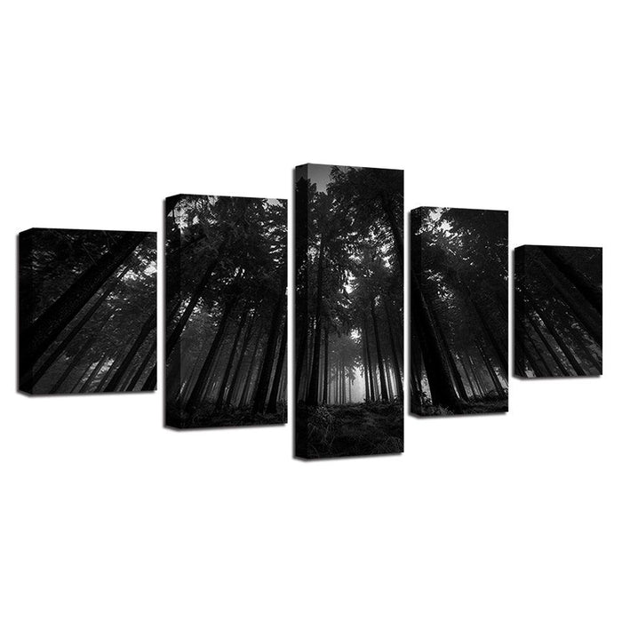 Black Forest Trees 5 Piece HD Multi Panel Canvas Wall Art Frame