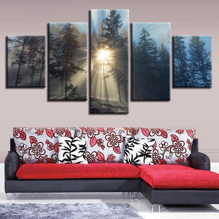 The Forest Light 5 Piece HD Multi Panel Canvas Wall Art Frame - Original Frame