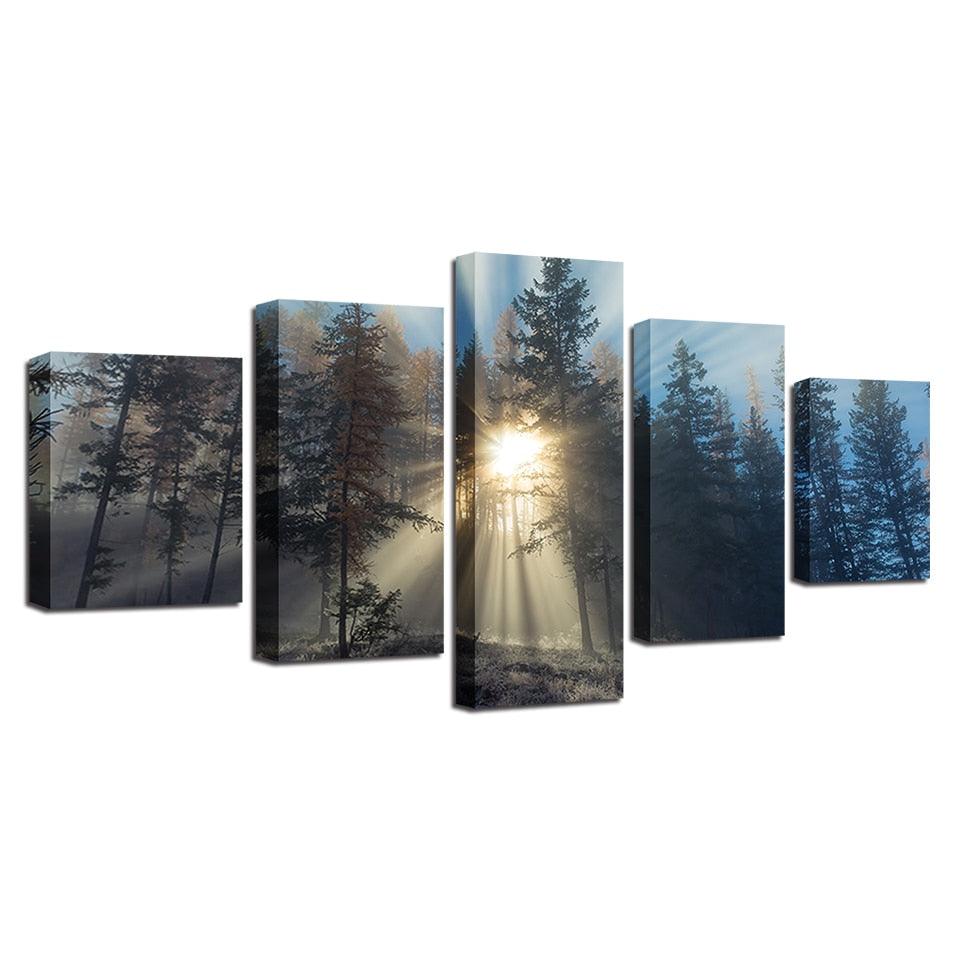 The Forest Light 5 Piece HD Multi Panel Canvas Wall Art Frame - Original Frame