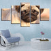 Pug 5 Piece HD Multi Panel Canvas Wall Art Frame - Original Frame