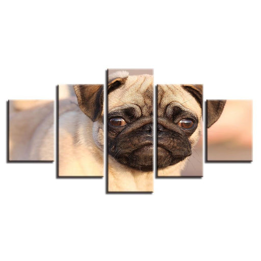 Pug 5 Piece HD Multi Panel Canvas Wall Art Frame - Original Frame