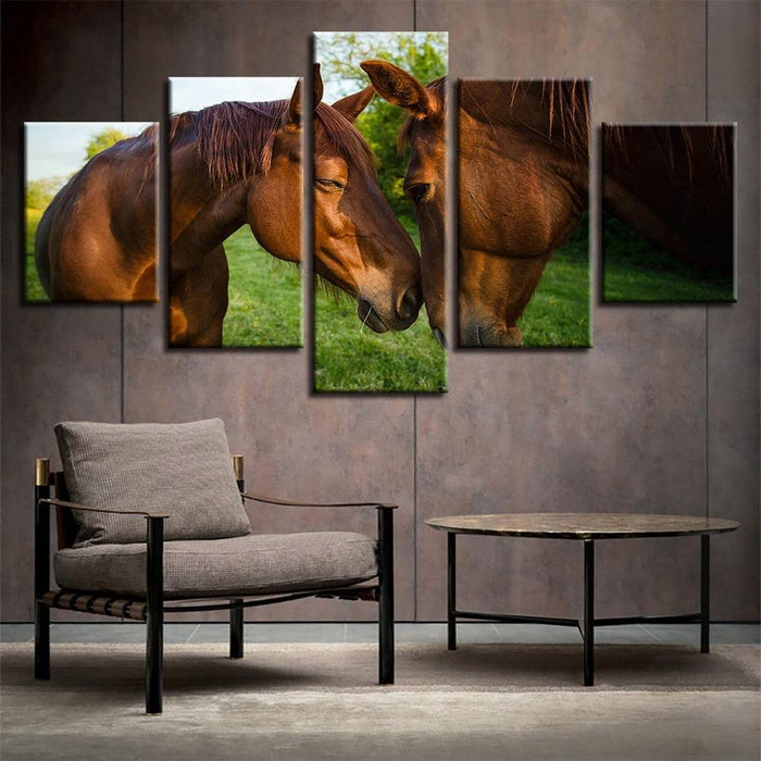 Horse Couple 5 Piece HD Multi Panel Canvas Wall Art Frame