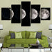 Moon Phases 5 Piece HD Multi Panel Canvas Wall Art Frame - Original Frame