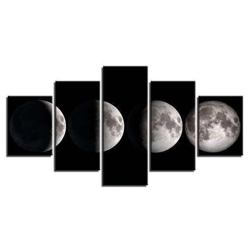 Moon Phases 5 Piece HD Multi Panel Canvas Wall Art Frame - Original Frame