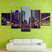 City at Night 5 Piece HD Multi Panel Canvas Wall Art Frame - Original Frame