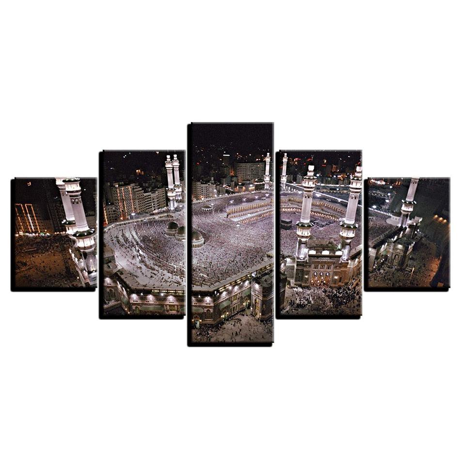 Muslim Mosque 5 Piece HD Multi Panel Canvas Wall Art Frame - Original Frame