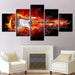 Burning Guitar 5 Piece HD Multi Panel Canvas Wall Art Frame - Original Frame