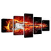 Burning Guitar 5 Piece HD Multi Panel Canvas Wall Art Frame - Original Frame