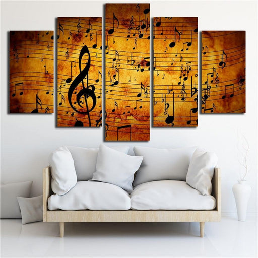 Musical Note 5 Piece HD Multi Panel Canvas Wall Art Frame - Original Frame