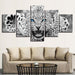 Blue Eyes Leopard 5 Piece HD Multi Panel Canvas Wall Art Frame - Original Frame