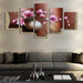 Vintage Flowers 5 Piece HD Multi Panel Canvas Wall Art Frame - Original Frame