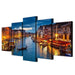 Venice Waters 5 Piece HD Multi Panel Canvas Wall Art Frame - Original Frame